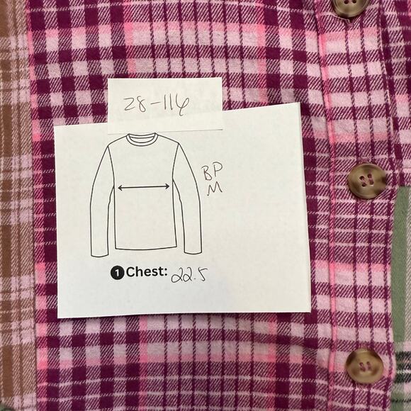 BP NEW RETRO 90S COTTON PLAID PATCHWORK FLANNEL PINK GREEN MEDIUM - Picture 9 of 9